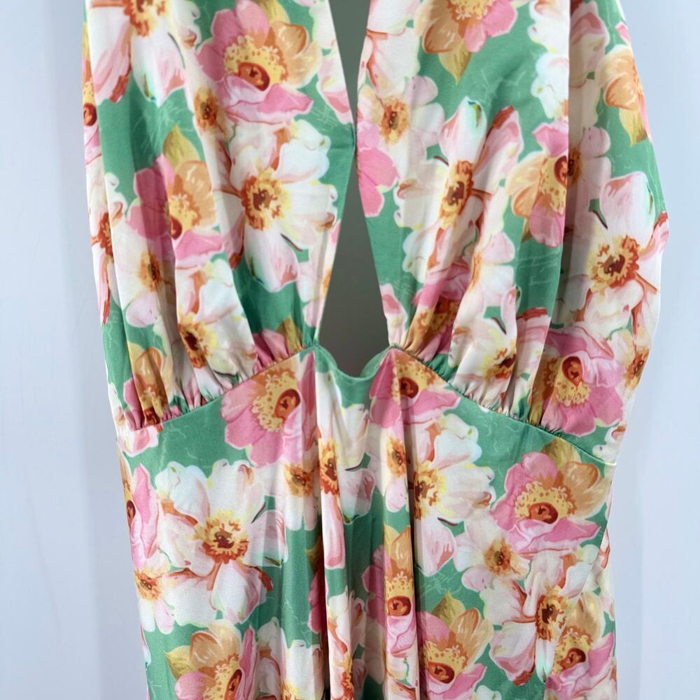 ASTR THE LABEL Giova Dress Size Small Maxi Wedding Cocktail Evening Floral Satin - Picture 10 of 14
